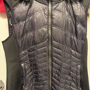 Michael Kors Black Quilted Vest with Fur Trim